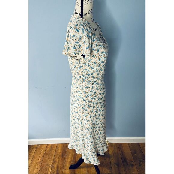 Aveloria Women’s S White Floral Cap Sleeve U-Neck Lined Dress - Picture 5 of 11